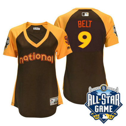 Women - 2016 All-Star National San Francisco Giants #9 Brandon Belt Brown Home Run Derby Cool Base Jersey Women - 2016 All-Star National San Francisco Giants #9 Brandon Belt Brown Home Run Derby Cool Base Jersey