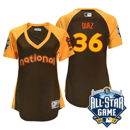 Women - 2016 All-Star National St. Louis Cardinals #36 Aledmys Diaz Brown Home Run Derby Cool Base Jersey