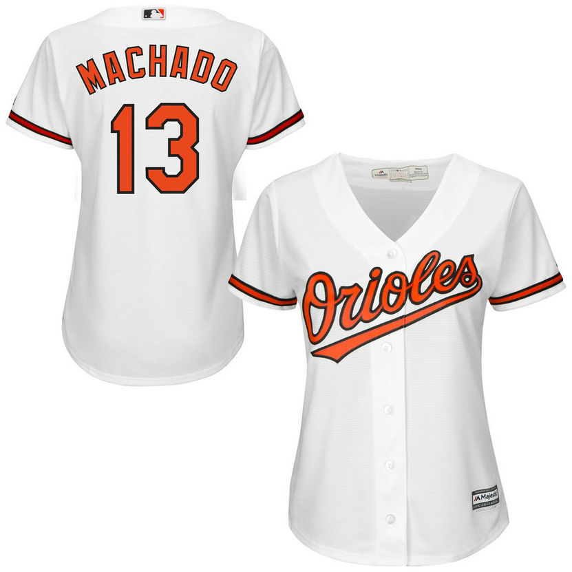 Women - Baltimore Orioles #13 Manny Machado Home White Cool Base Jersey Women - Baltimore Orioles #13 Manny Machado Home White Cool Base Jersey
