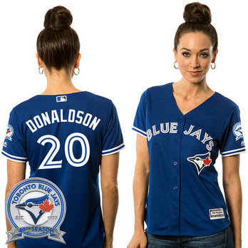 Women - Toronto Blue Jays Josh Donaldson #20 Royal Alternate 40th Anniversary Patch Cool Base Jersey Women - Toronto Blue Jays Josh Donaldson #20 Royal Alternate 40th Anniversary Patch Cool Base Jersey