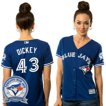 Women - Toronto Blue Jays R.A. Dickey #43 Royal Alternate 40th Anniversary Patch Cool Base Jersey Women - Toronto Blue Jays R.A. Dickey #43 Royal Alternate 40th Anniversary Patch Cool Base Jersey