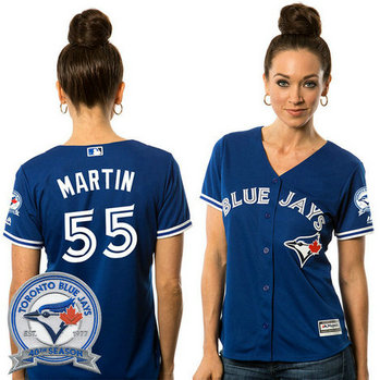 Women - Toronto Blue Jays Russell Martin #55 Royal Alternate 40th Anniversary Patch Cool Base Jersey