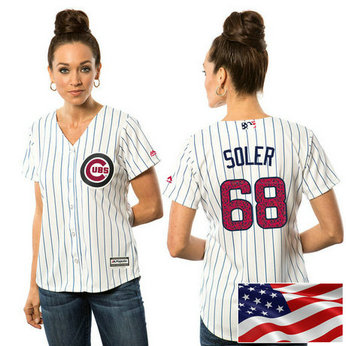 Women - Chicago Cubs Jorge Soler #68 White 2016 Independence Day Stars & Stripes Cool Base Jersey Women - Chicago Cubs Jorge Soler #68 White 2016 Independence Day Stars & Stripes Cool Base Jersey