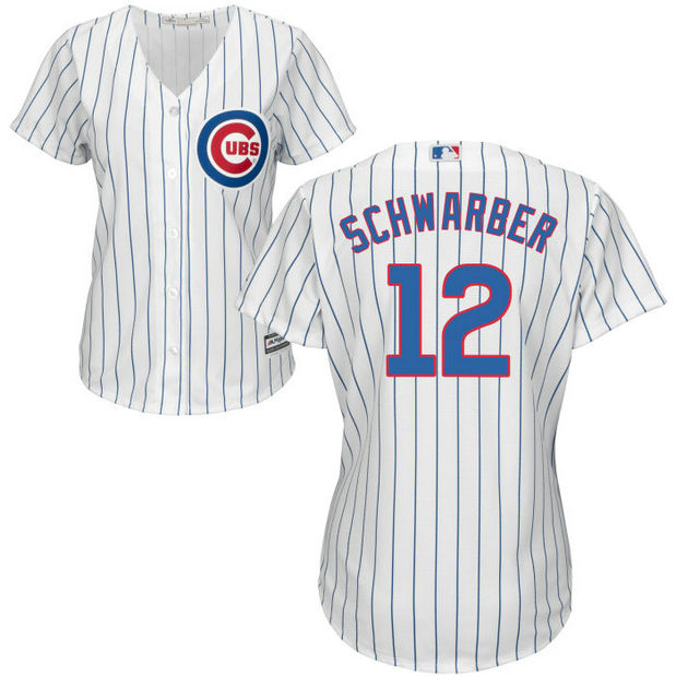 Women - Chicago Cubs Kyle Schwarber #12 White Official Cool Base Jersey Women - Chicago Cubs Kyle Schwarber #12 White Official Cool Base Jersey