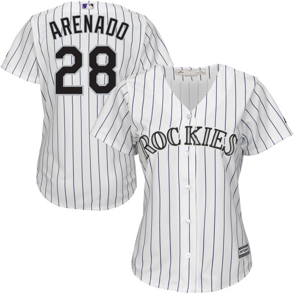 Women - Colorado Rockies Nolan Arenado #28 White Cool Base Jersey Women - Colorado Rockies Nolan Arenado #28 White Cool Base Jersey