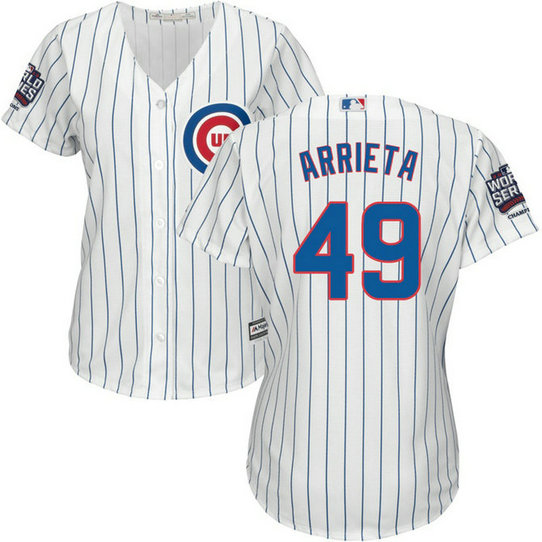 Womens Chicago Cubs Jake Arrieta #49 White 2016 World Series Champions Patch Cool Base Jersey Womens Chicago Cubs Jake Arrieta #49 White 2016 World Series Champions Patch Cool Base Jersey