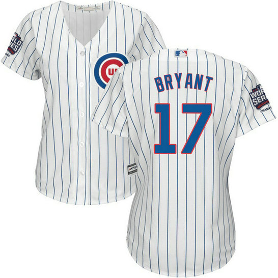 Womens Chicago Cubs Kris Bryant #17 White 2016 World Series Champions Patch Cool Base Jersey Womens Chicago Cubs Kris Bryant #17 White 2016 World Series Champions Patch Cool Base Jersey