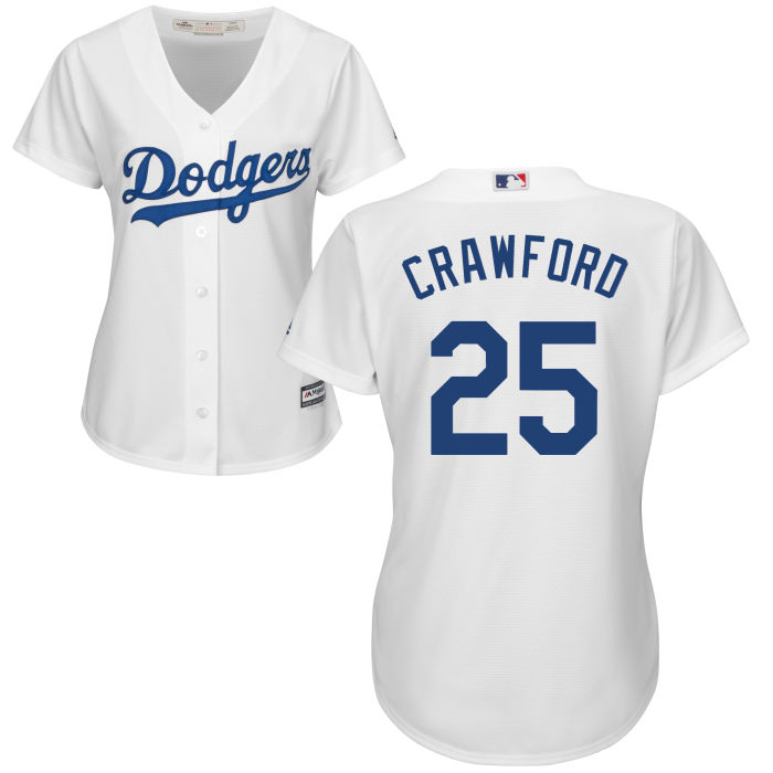 Women - Los Angeles Dodgers Carl Crawford #25 White Official Cool Base Jersey Women - Los Angeles Dodgers Carl Crawford #25 White Official Cool Base Jersey