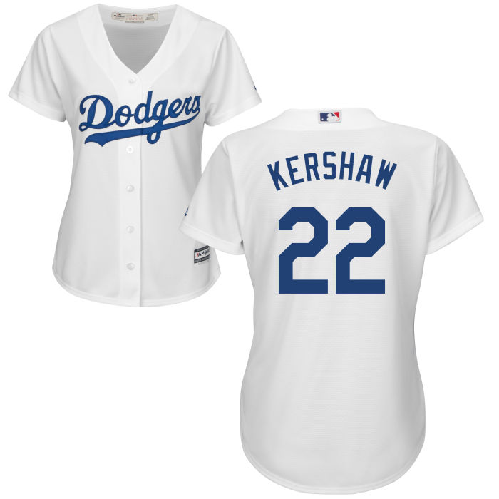 Women - Los Angeles Dodgers Clayton Kershaw #22 White Official Cool Base Jersey Women - Los Angeles Dodgers Clayton Kershaw #22 White Official Cool Base Jersey