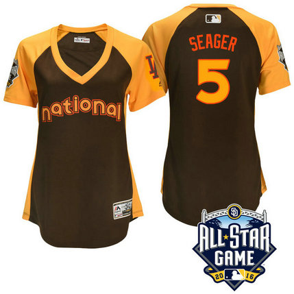 Women - 2016 All-Star National Los Angeles Dodgers Corey Seager #5 Brown Home Run Derby Cool Base Jersey Women - 2016 All-Star National Los Angeles Dodgers Corey Seager #5 Brown Home Run Derby Cool Base Jersey