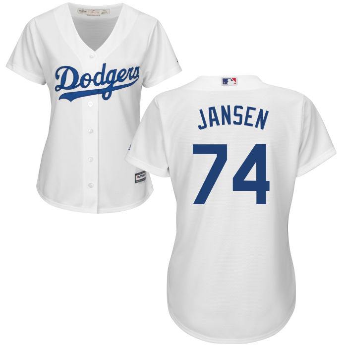 Women - Los Angeles Dodgers Kenley Jansen #74 White Official Cool Base Jersey