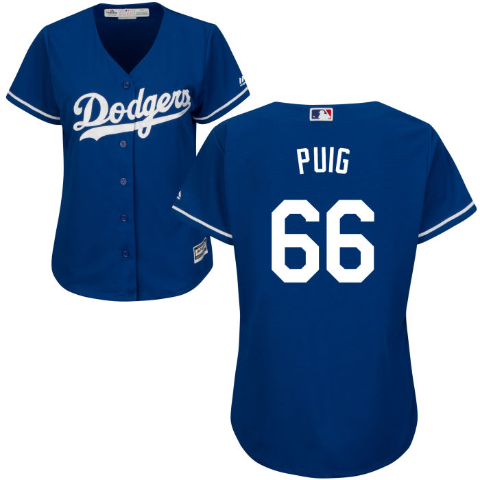 Women - Los Angeles Dodgers Yasiel Puig #66 Royal Official Cool Base Jersey