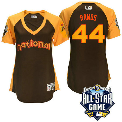 Women - 2016 All-Star National Miami Marlins A.J. Ramos #44 Brown Home Run Derby Cool Base Jersey Women - 2016 All-Star National Miami Marlins A.J. Ramos #44 Brown Home Run Derby Cool Base Jersey