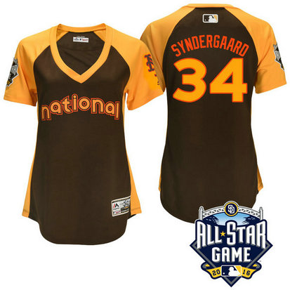 Women - 2016 All-Star National New York Mets Noah Syndergaard #34 Brown Home Run Derby Cool Base Jersey Women - 2016 All-Star National New York Mets Noah Syndergaard #34 Brown Home Run Derby Cool Base Jersey