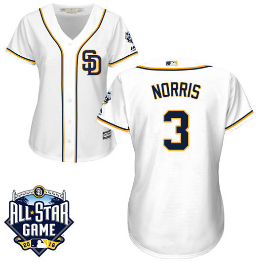 Women - San Diego Padres #3 Derek Norris White 2016 All-Star Patch Authentic Cool Base Jersey