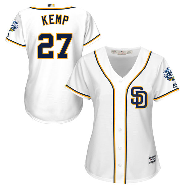 Women - San Diego Padres #27 Matt Kemp White 2016 All-Star Patch Authentic Cool Base Jersey