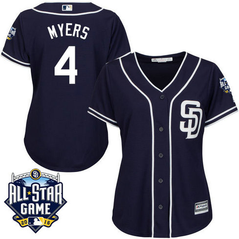 Women - San Diego Padres #4 Wil Myers Navy 2016 All-Star Patch Authentic Cool Base Jersey