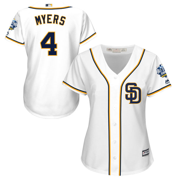 Women - San Diego Padres #4 Wil Myers White 2016 All-Star Patch Authentic Cool Base Jersey