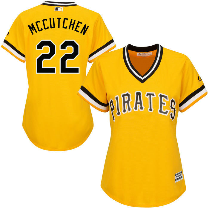 Women - Pittsburgh Pirates Andrew McCutchen #22 Gold Official Throwback Cool Base Jersey Women - Pittsburgh Pirates Andrew McCutchen #22 Gold Official Throwback Cool Base Jersey