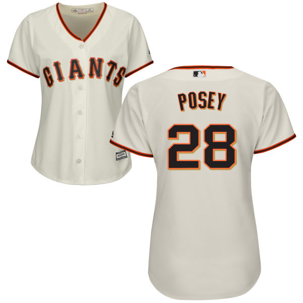 Women - San Francisco Giant Buster Posey #28 Cream Cool Base Jersey