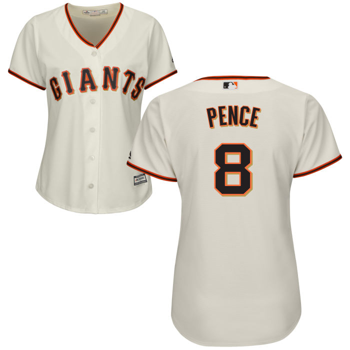 Women - San Francisco Giants Hunter Pence #8 Cream Official Cool Base Jersey