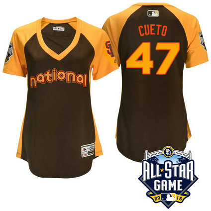 Women - 2016 All-Star National San Francisco Giants Johnny Cueto #47 Brown Home Run Derby Cool Base Jersey Women - 2016 All-Star National San Francisco Giants Johnny Cueto #47 Brown Home Run Derby Cool Base Jersey