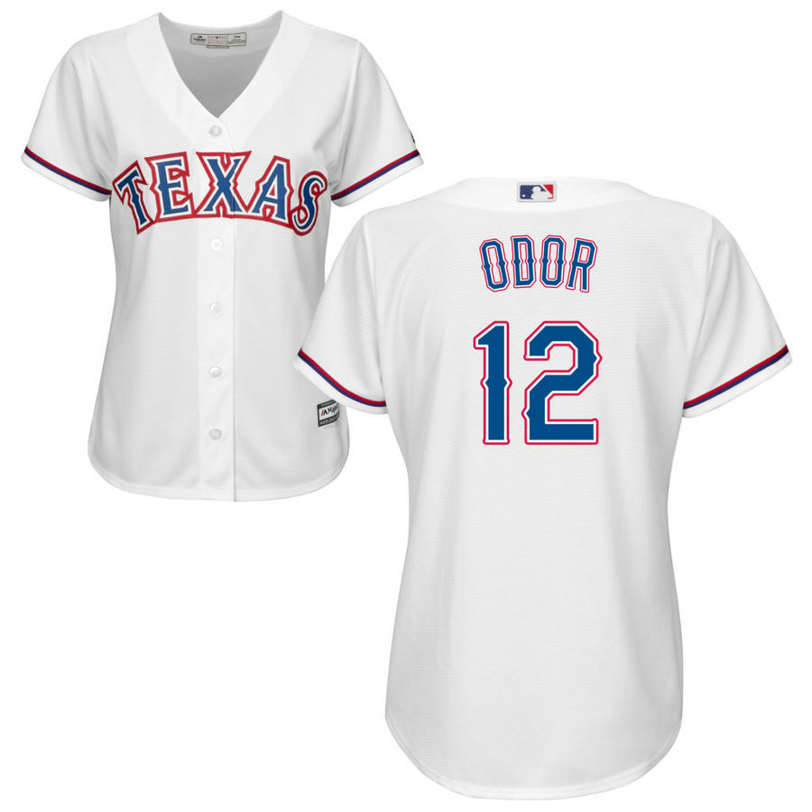 Women - Texas Rangers #12 Rougned Odor Home White Cool Base Jersey
