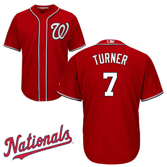 Trea Turner #7 Washington Nationals Alternate Red Cool Base Jersey Trea Turner #7 Washington Nationals Alternate Red Cool Base Jersey