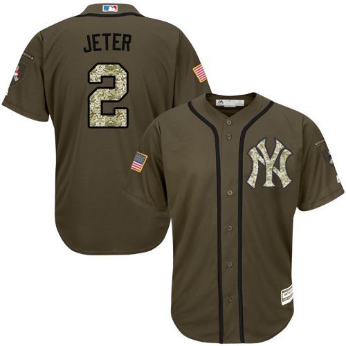 New York Yankees #2 Derek Jeter Olive Camo Jersey New York Yankees #2 Derek Jeter Olive Camo Jersey