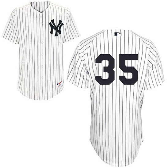 New York Yankees #35 Michael Pineda Authentic White/Navy Blue Pinstripe Home Jersey