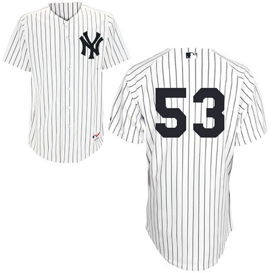 New York Yankees #53 Austin Romine Authentic White/Navy Blue Pinstripe Home Jersey
