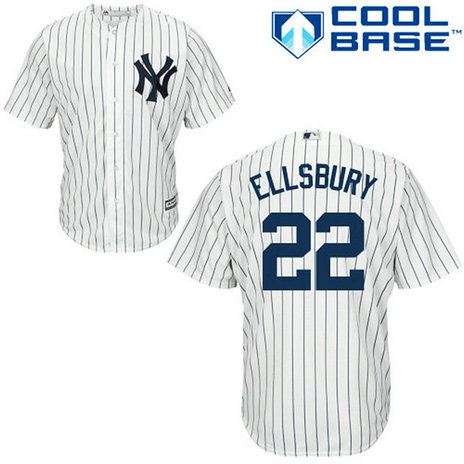 YOUTH New York Yankees #22 Jacoby EllsburyAuthentic White/Navy Blue Pinstripe Home Jersey