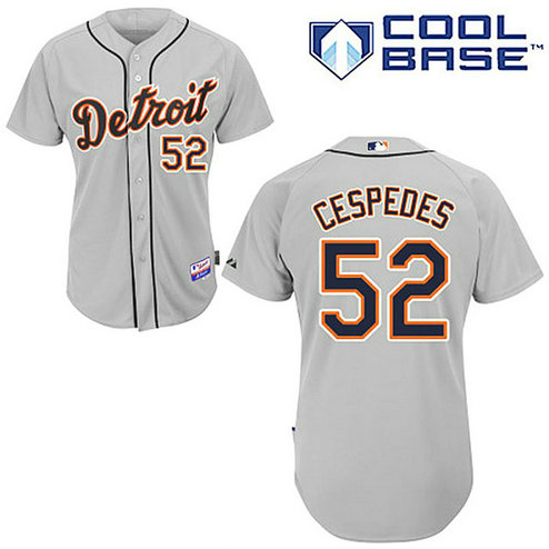 Detroit Tigers #52 Yoenis Cespedes Grey Jersey Detroit Tigers #52 Yoenis Cespedes Grey Jersey