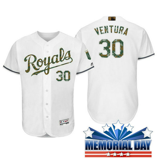 Kansas City Royals Yordano Ventura #30 White Camo Fashion 2016 Memorial Day Cool Base Jersey Kansas City Royals Yordano Ventura #30 White Camo Fashion 2016 Memorial Day Cool Base Jersey