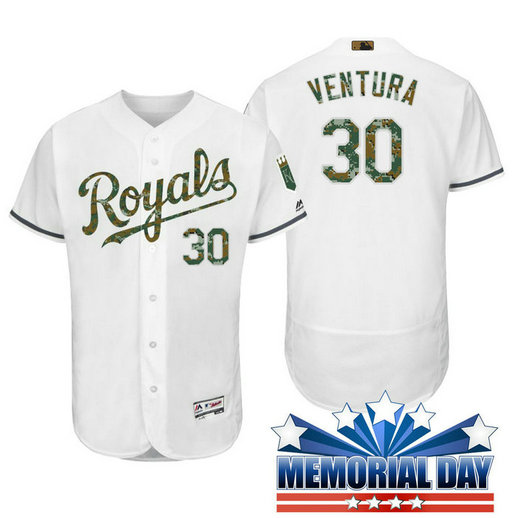 Kansas City Royals Yordano Ventura #30 White Camo Fashion 2016 Memorial Day Flex Base Jersey Kansas City Royals Yordano Ventura #30 White Camo Fashion 2016 Memorial Day Flex Base Jersey