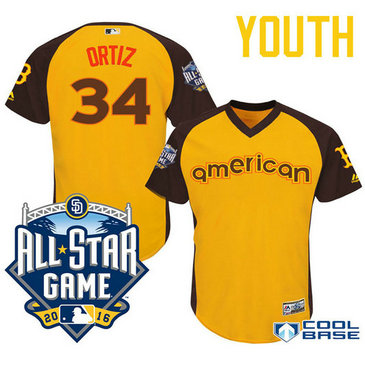 YOUTH 2016 All-Star American Boston Red Sox #34 David Ortiz Gold Cool Base Jersey YOUTH 2016 All-Star American Boston Red Sox #34 David Ortiz Gold Cool Base Jersey