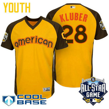 YOUTH 2016 All-Star American Cleveland Indians Corey Kluber #28 Yellow Cool Base Jersey YOUTH 2016 All-Star American Cleveland Indians Corey Kluber #28 Yellow Cool Base Jersey