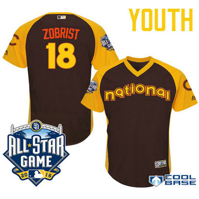 YOUTH 2016 All-Star National Chicago Cubs Ben Zobrist #18 Brown Second Baseman Cool Base Jersey YOUTH 2016 All-Star National Chicago Cubs Ben Zobrist #18 Brown Second Baseman Cool Base Jersey
