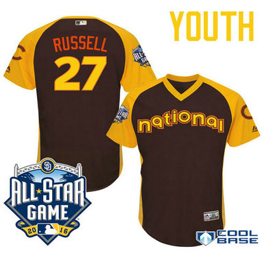 YOUTH 2016 All-Star National Chicago Cubs Addison Russell #27 Brown Infielder Cool Base Jersey