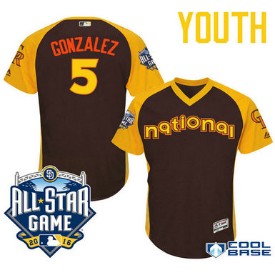 YOUTH 2016 All-Star National Colorado Rockies #5 Carlos Gonzalez Brown Cool Base Jersey