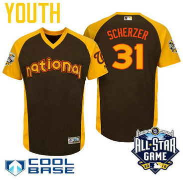 YOUTH 2016 All-Star National Washington Nationals Max Scherzer #31 Brown Cool Base Jersey