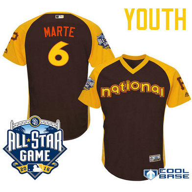 YOUTH 2016 All-Star National Pittsburgh Pirates #6 Starling Marte Brown Cool Base Jersey