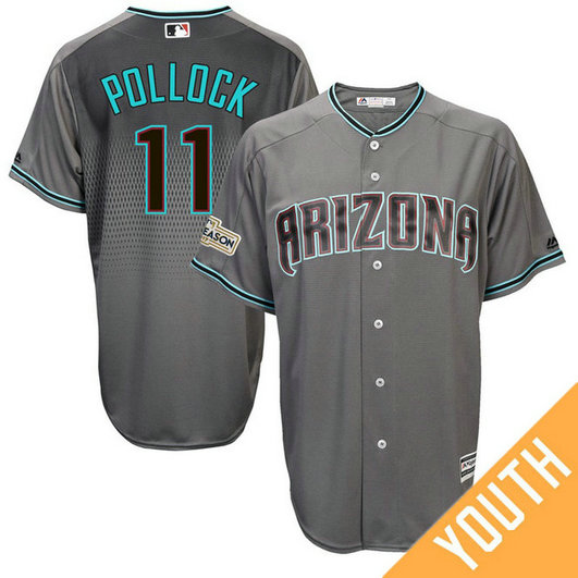 YOUTH A.J. Pollock #11 Arizona Diamondbacks 2017 Postseason Grey Cool Base Jersey