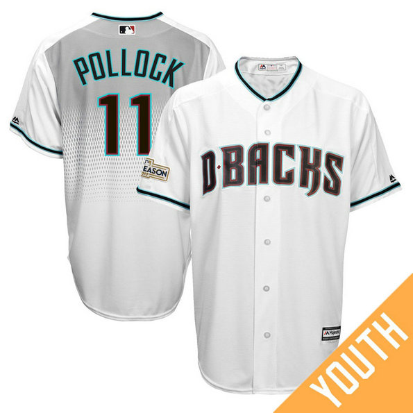 YOUTH A.J. Pollock #11 Arizona Diamondbacks 2017 Postseason White Cool Base Jersey