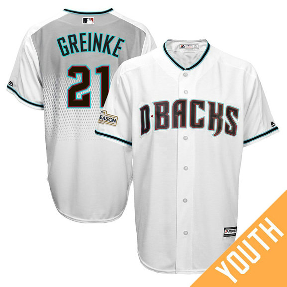 YOUTH Zack Greinke #21 Arizona Diamondbacks 2017 Postseason White Cool Base Jersey