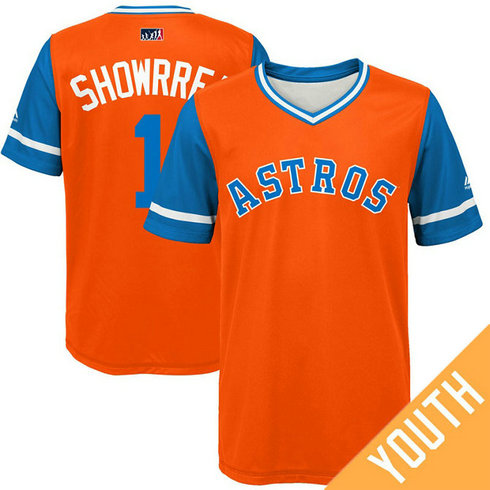YOUTH Houston Astros Carlos Correa #1 Showrrea Orange Nickname 2017 Little League Players Weekend Jersey YOUTH Houston Astros Carlos Correa #1 Showrrea Orange Nickname 2017 Little League Players Weekend Jersey