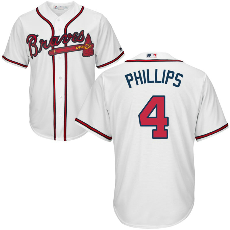 YOUTH Atlanta Braves #4 Brandon Phillips Home White Cool Base Jersey YOUTH Atlanta Braves #4 Brandon Phillips Home White Cool Base Jersey