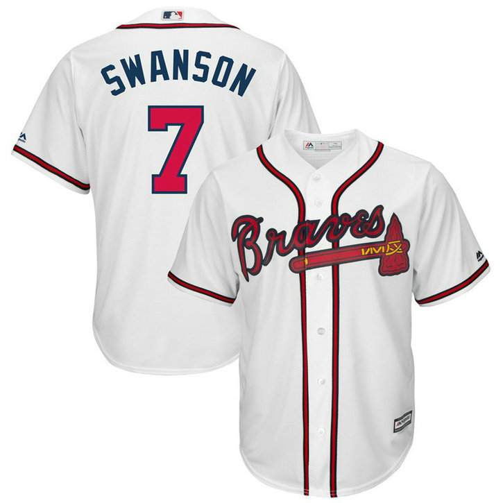 YOUTH Atlanta Braves #7 Dansby Swanson Home White Cool Base Jersey YOUTH Atlanta Braves #7 Dansby Swanson Home White Cool Base Jersey