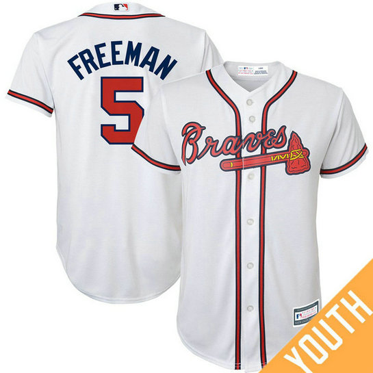 YOUTH Freddie Freeman #5 Atlanta Braves Replica White Cool Base Jersey YOUTH Freddie Freeman #5 Atlanta Braves Replica White Cool Base Jersey