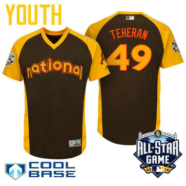 YOUTH 2016 All-Star National Atlanta Braves Julio Teheran #49 Brown Cool Base Jersey YOUTH 2016 All-Star National Atlanta Braves Julio Teheran #49 Brown Cool Base Jersey